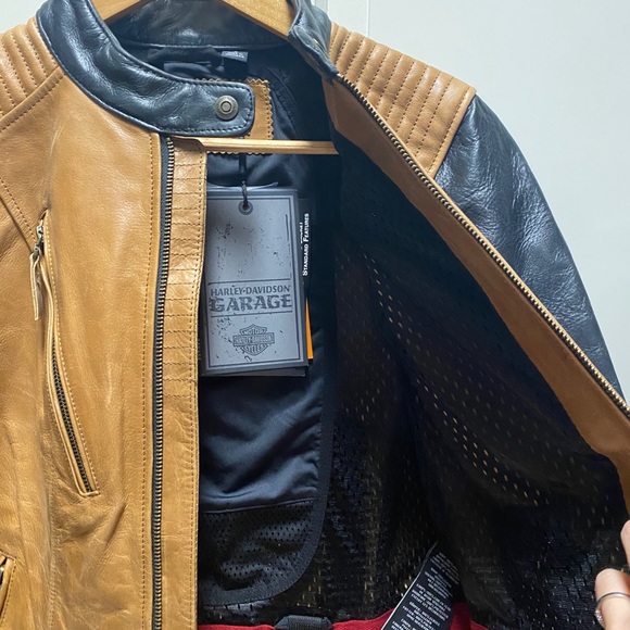 H-D Leather Jacket Brown & Black Size S - Picture 9 of 13